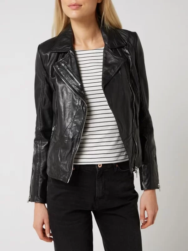 Jilani Lederjacke Im Biker-Look – Schwarz 5
