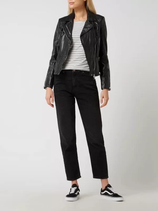Jilani Lederjacke Im Biker-Look – Schwarz 1
