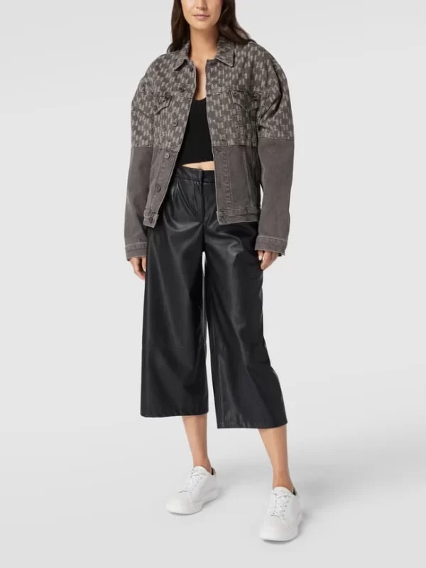 Karl Lagerfeld Jeansjacke Mit Logo-Muster – Hellgrau 1