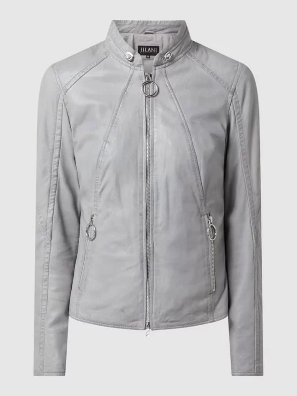 Jilani Lederjacke Im Biker-Look – Hellblau 3