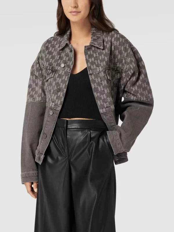 Karl Lagerfeld Jeansjacke Mit Logo-Muster – Hellgrau 5