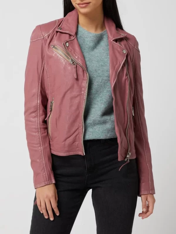 Gipsy Regular Fit Lederjacke Im Biker-Look – Rosa 5