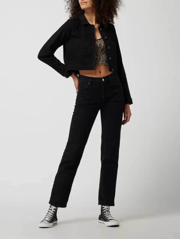 American Eagle Cropped Jeansjacke Mit Viskose-Anteil – Schwarz 1