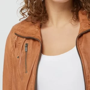 Jilani Lederjacke Mit Reißverschlusstaschen – Cognac 11