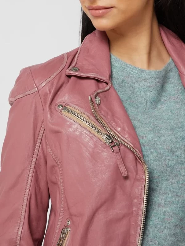 Gipsy Regular Fit Lederjacke Im Biker-Look – Rosa 4
