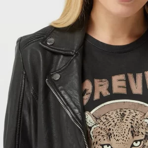 Gipsy Slim Fit Lederjacke Im Biker-Look Modell ‘Arisha’ – Schwarz 11