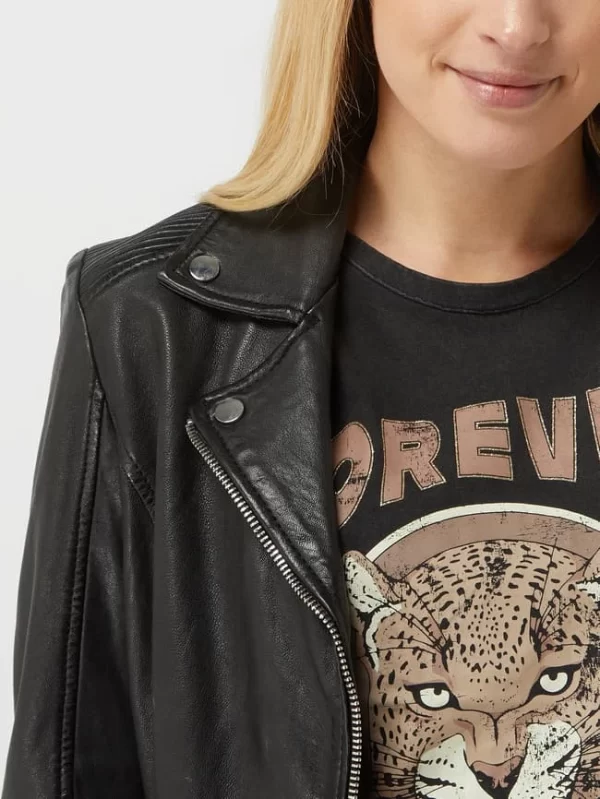 Gipsy Slim Fit Lederjacke Im Biker-Look Modell ‘Arisha’ – Schwarz 4