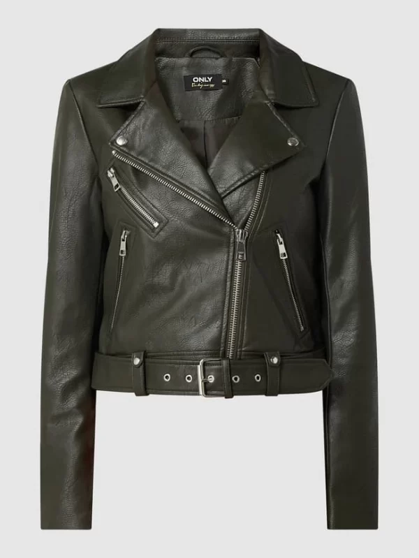 Only Jacke In Leder-Optik Modell ‘Valerie’ – Dunkelgrün 3