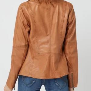 Jilani Lederjacke Mit Reißverschlusstaschen – Cognac 15