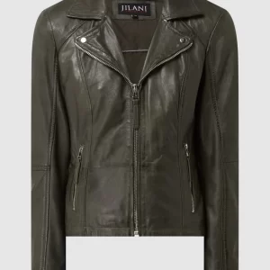 Jilani Lederjacke Im Biker-Look Modell ‘Smilla’ – Olivgrün 9