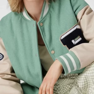 REVIEW Collegejacke Mit Label-Patch – Hellgrün 11