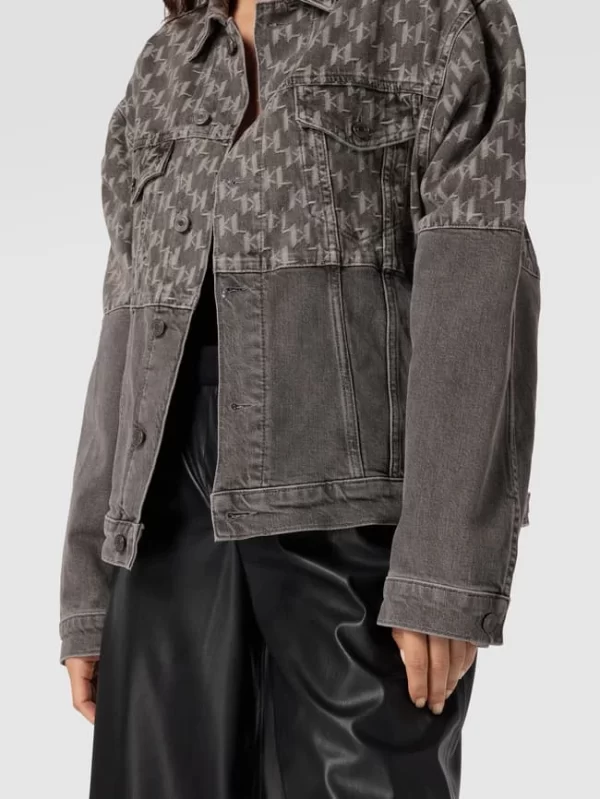 Karl Lagerfeld Jeansjacke Mit Logo-Muster – Hellgrau 4