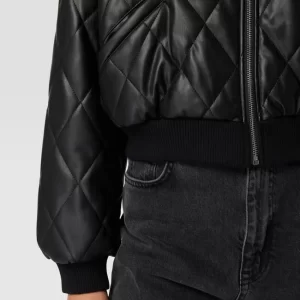 REVIEW Bomberjacke In Leder-Optik – Schwarz 11