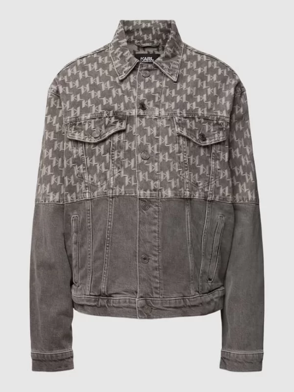 Karl Lagerfeld Jeansjacke Mit Logo-Muster – Hellgrau 3
