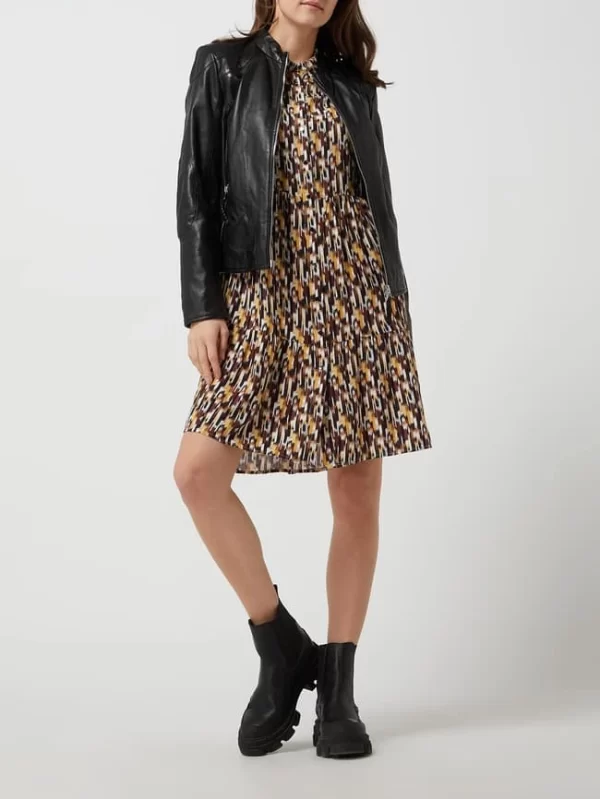 Jilani Lederjacke Mit Stehkragen – Schwarz 1