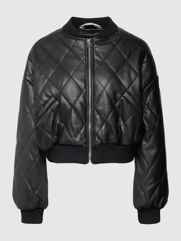 REVIEW Bomberjacke In Leder-Optik – Schwarz 3