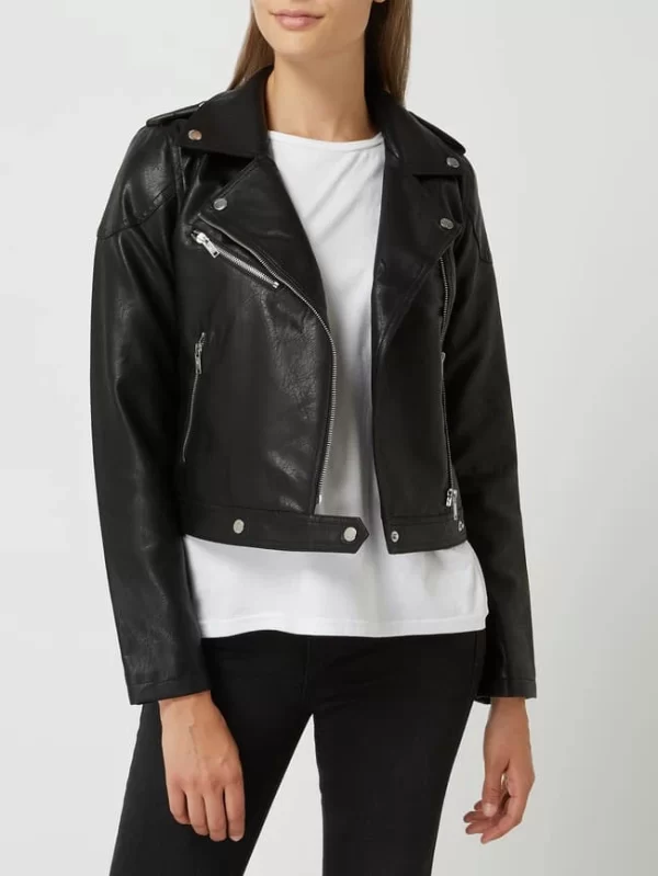 Noisy May Bikerjacke In Leder-Optik Modell ‘Rollo’ – Schwarz 5