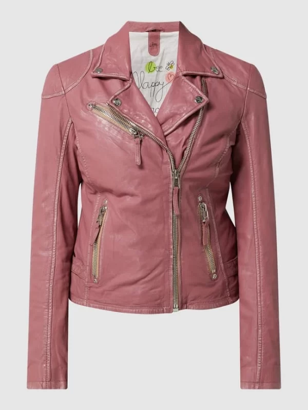 Gipsy Regular Fit Lederjacke Im Biker-Look – Rosa 3