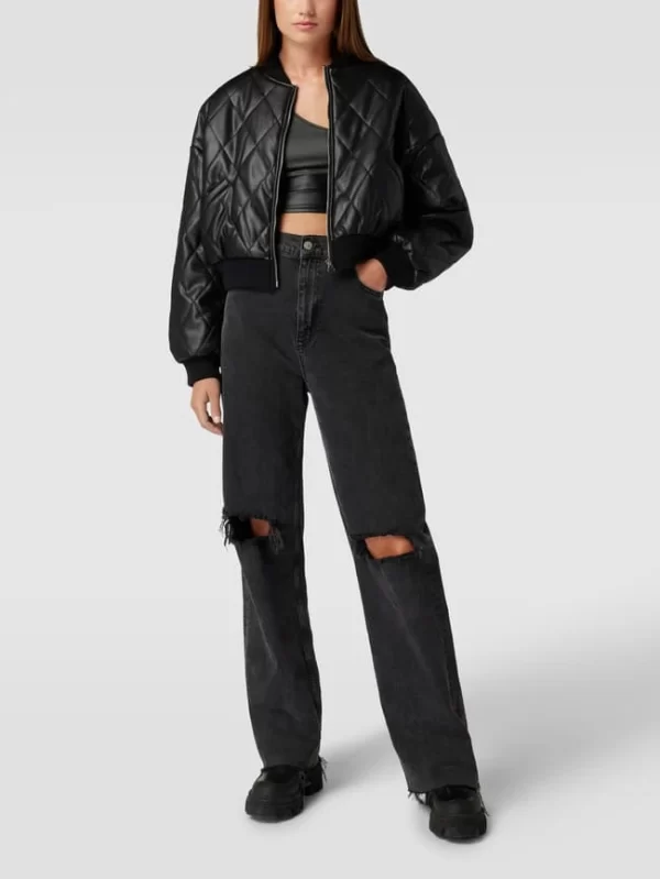REVIEW Bomberjacke In Leder-Optik – Schwarz 1