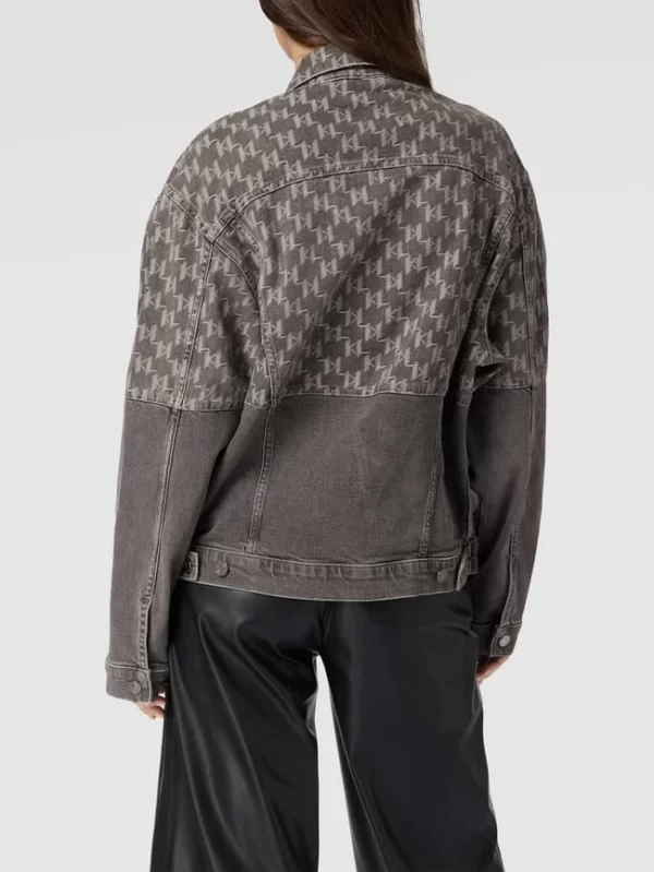 Karl Lagerfeld Jeansjacke Mit Logo-Muster – Hellgrau 6