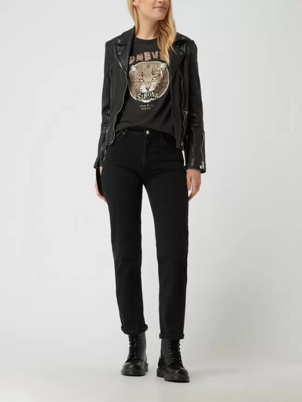 Gipsy Slim Fit Lederjacke Im Biker-Look Modell ‘Arisha’ – Schwarz 1