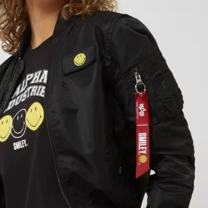 Alpha Industries Bomber Mit Ärmeltasche – Alpha Industries-Smiley® X P&C – Exklusiv Bei Uns – Schwarz 11