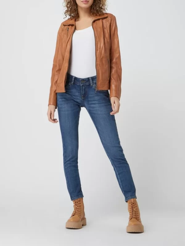 Jilani Lederjacke Mit Reißverschlusstaschen – Cognac 1