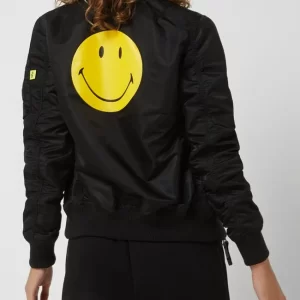 Alpha Industries Bomber Mit Ärmeltasche – Alpha Industries-Smiley® X P&C – Exklusiv Bei Uns – Schwarz 15