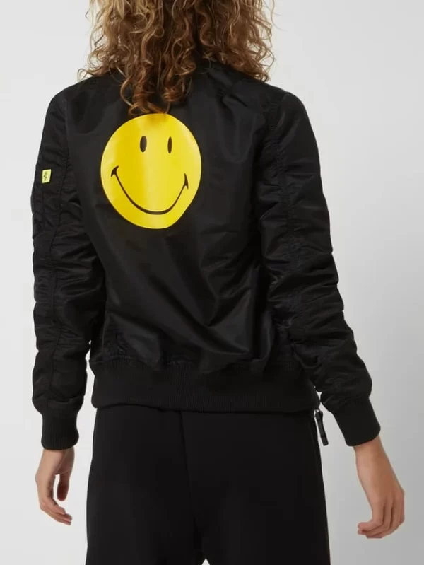 Alpha Industries Bomber Mit Ärmeltasche – Alpha Industries-Smiley® X P&C – Exklusiv Bei Uns – Schwarz 6