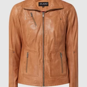 Jilani Lederjacke Mit Reißverschlusstaschen – Cognac 9