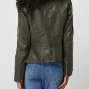 Jilani Lederjacke Im Biker-Look Modell ‘Smilla’ – Olivgrün 15
