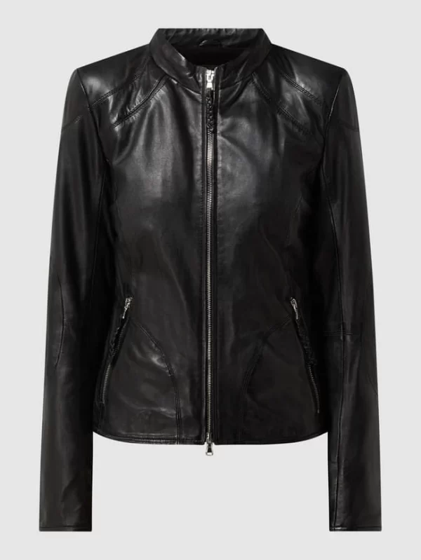 Jilani Lederjacke Mit Stehkragen – Schwarz 3
