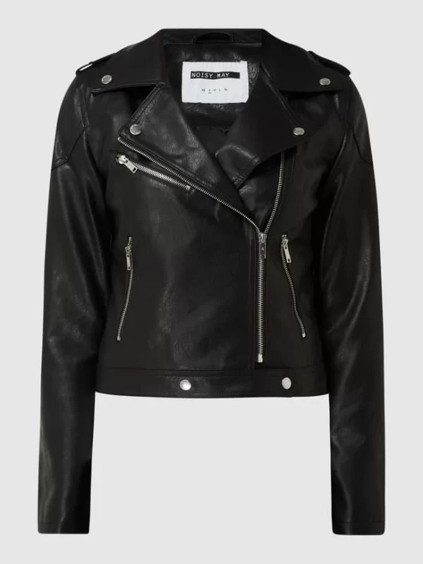 Noisy May Bikerjacke In Leder-Optik Modell ‘Rollo’ – Schwarz 3