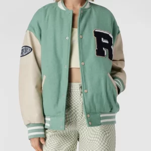 REVIEW Collegejacke Mit Label-Patch – Hellgrün 13