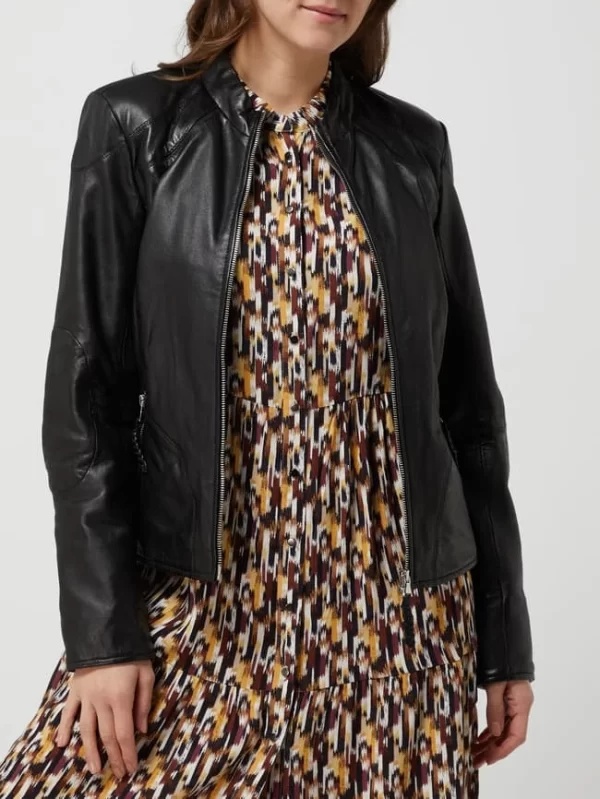 Jilani Lederjacke Mit Stehkragen – Schwarz 5