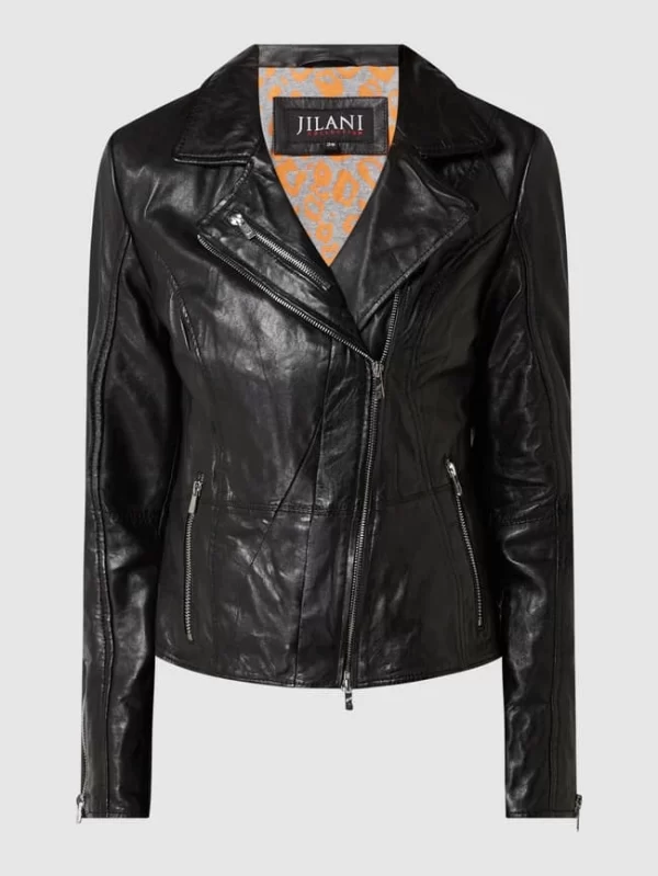 Jilani Lederjacke Im Biker-Look – Schwarz 3