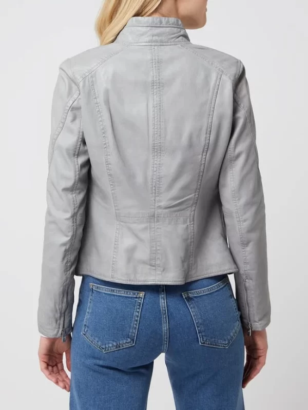 Jilani Lederjacke Im Biker-Look – Hellblau 6