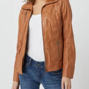 Jilani Lederjacke Mit Reißverschlusstaschen – Cognac 13