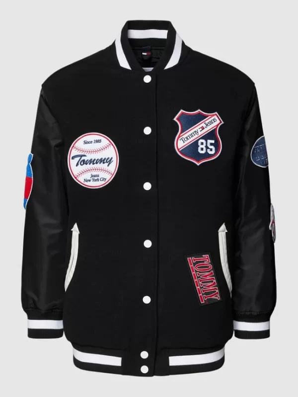 Tommy Jeans Oversized College-Jacke Mit Label-Patches – Schwarz 3