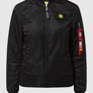 Alpha Industries Bomber Mit Ärmeltasche – Alpha Industries-Smiley® X P&C – Exklusiv Bei Uns – Schwarz 9