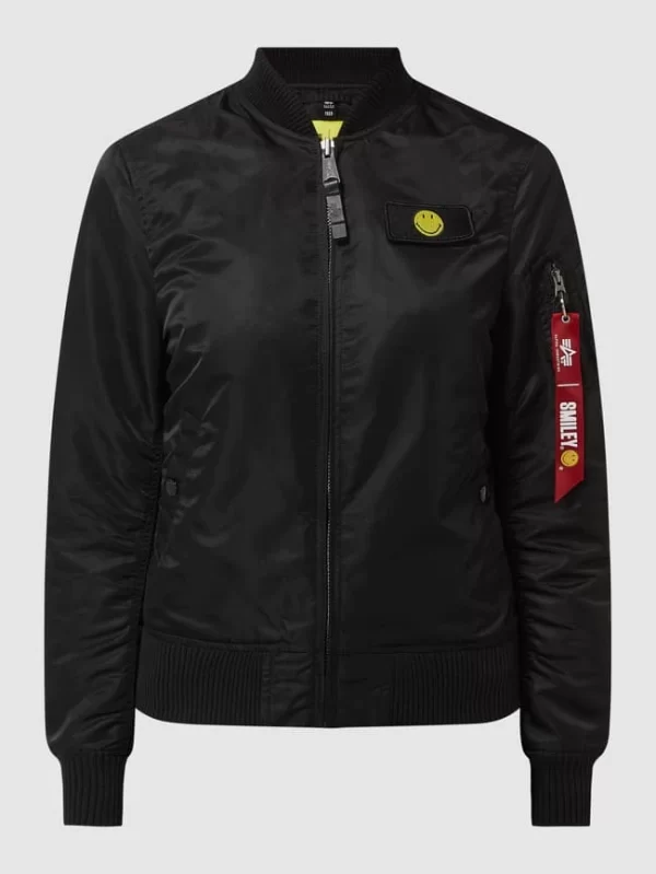 Alpha Industries Bomber Mit Ärmeltasche – Alpha Industries-Smiley® X P&C – Exklusiv Bei Uns – Schwarz 3
