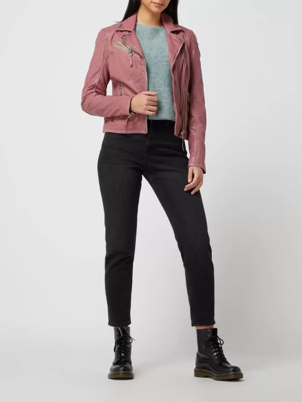 Gipsy Regular Fit Lederjacke Im Biker-Look – Rosa 1