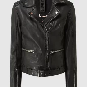 Gipsy Slim Fit Lederjacke Im Biker-Look Modell ‘Arisha’ – Schwarz 9