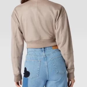 Guess Cropped Jacke In Velours-Optik – Taupe 15