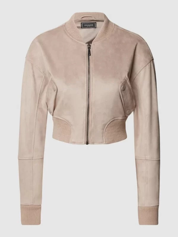 Guess Cropped Jacke In Velours-Optik – Taupe 3