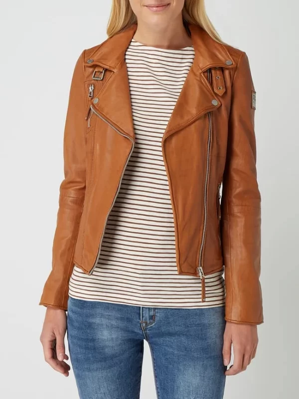 Freaky Nation Lederjacke Im Biker-Look Modell ‘Biker Princess’ – Camel 5